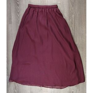 Womens Size Small Skirt Lined Dark Mauve Elastic Waist Long‎ Chiffon
